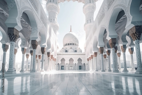 Fictional Islamic Mosque in a milk white colur tone