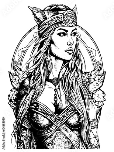 Shield Maiden Graphic, Viking Shield Maiden, Norse Mythology Vector