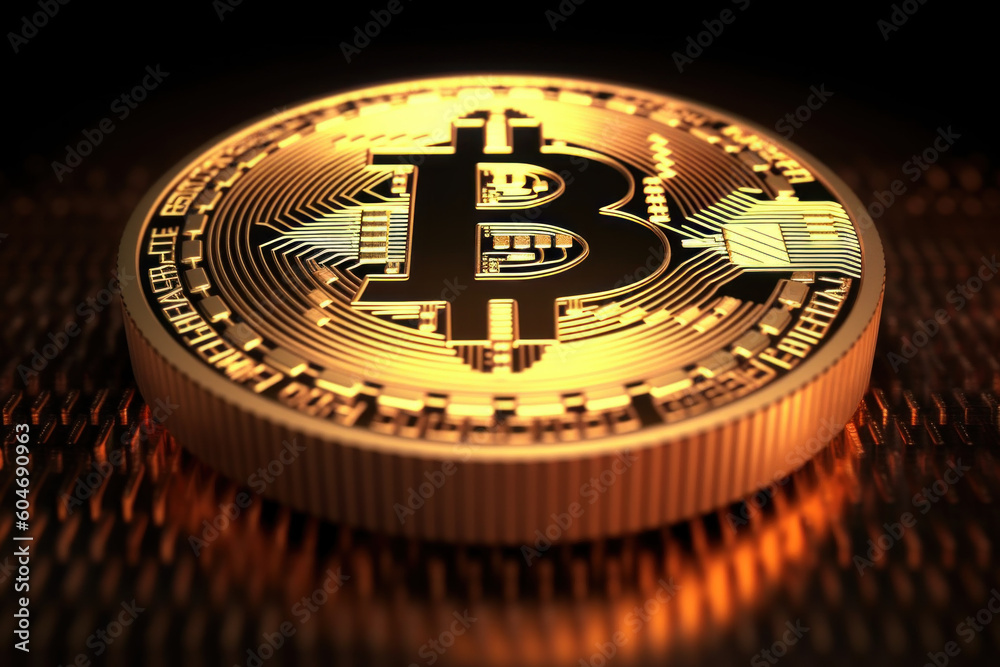 Bitcoin cryptocurrency symbol created with generative AI technology Bitcoin cryptocurrency symbol created with generative AI technology