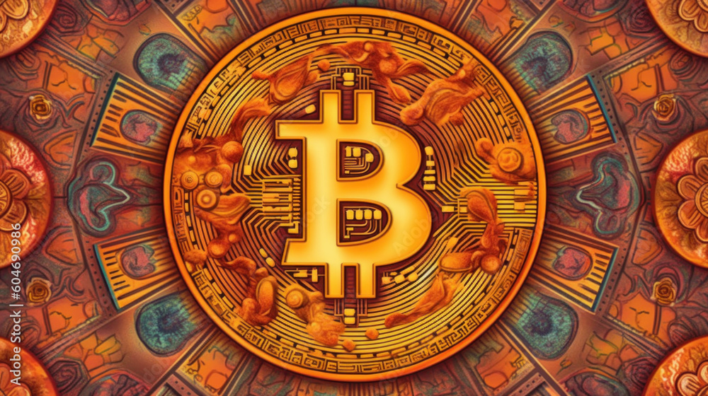 Bitcoin cryptocurrency symbol created with generative AI technology