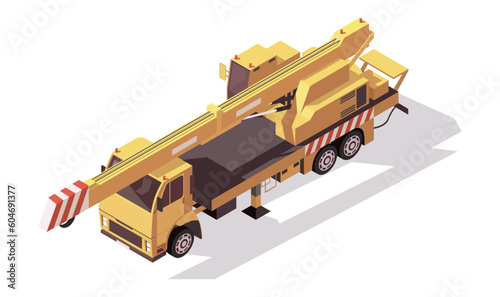 фотографія Yellow crane truck in 3D isometric design