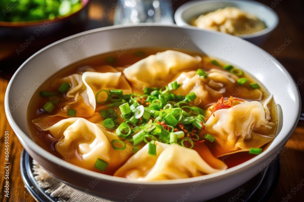 Generative AI Wonton Soup Originating in Northern China wontons Food Photography Generative AI Wonton Soup Originating in Northern China wontons Food Photography