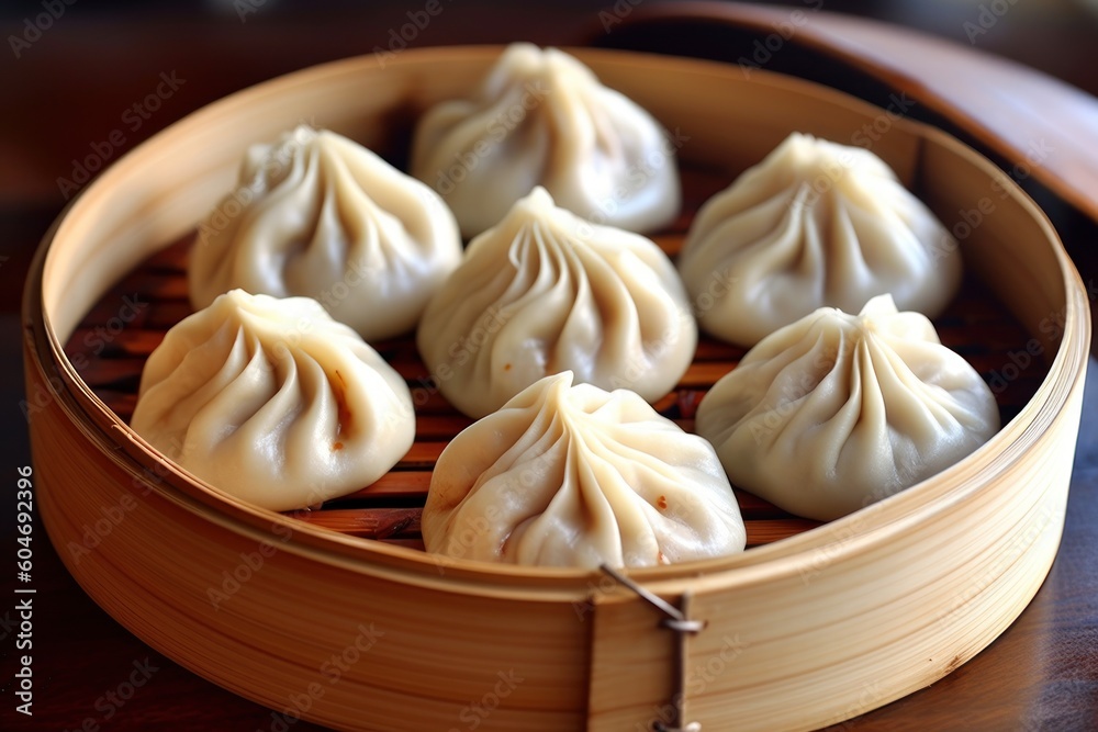 Generative AI Xiaolongbaoare a kind of baozi Chinese steamed bun Food Photography Generative AI Xiaolongbaoare a kind of baozi Chinese steamed bun Food Photography