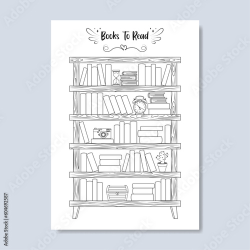 Book reading tracker, vector illustration