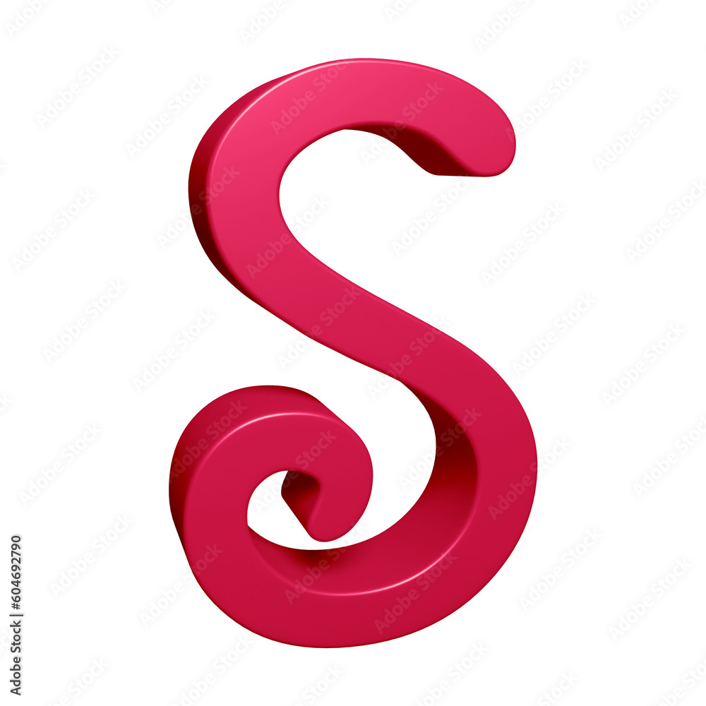 Pink alphabet letter s in 3d rendering for education concept Pink alphabet letter s in 3d rendering for education concept