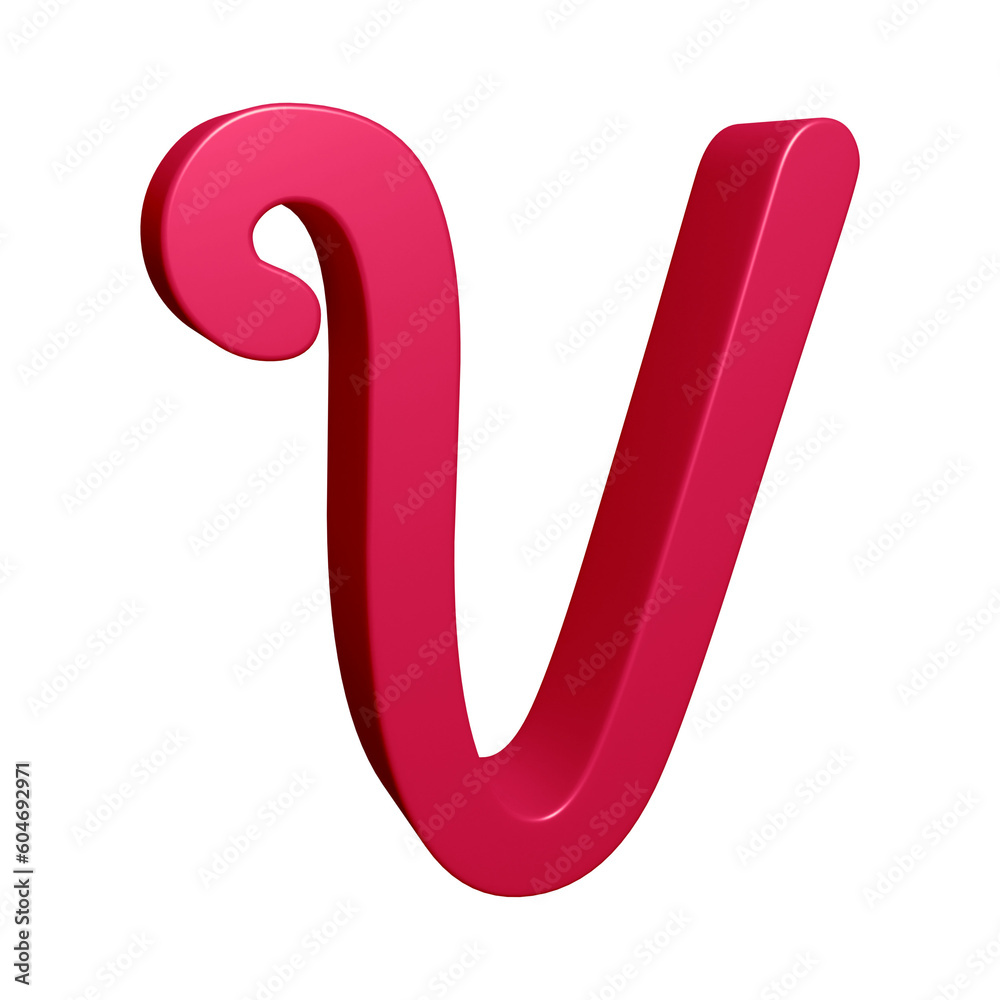 Pink alphabet letter v in 3d rendering for education concept Pink alphabet letter v in 3d rendering for education concept