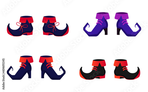 Witch shoes set, vector illustration