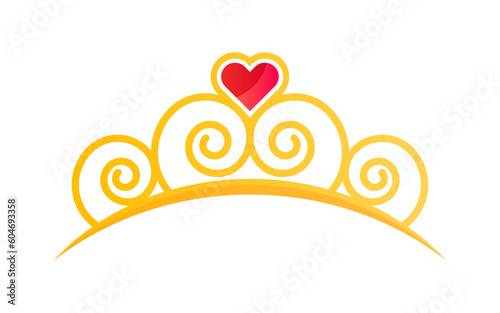 Golden princess crown, vector illustration