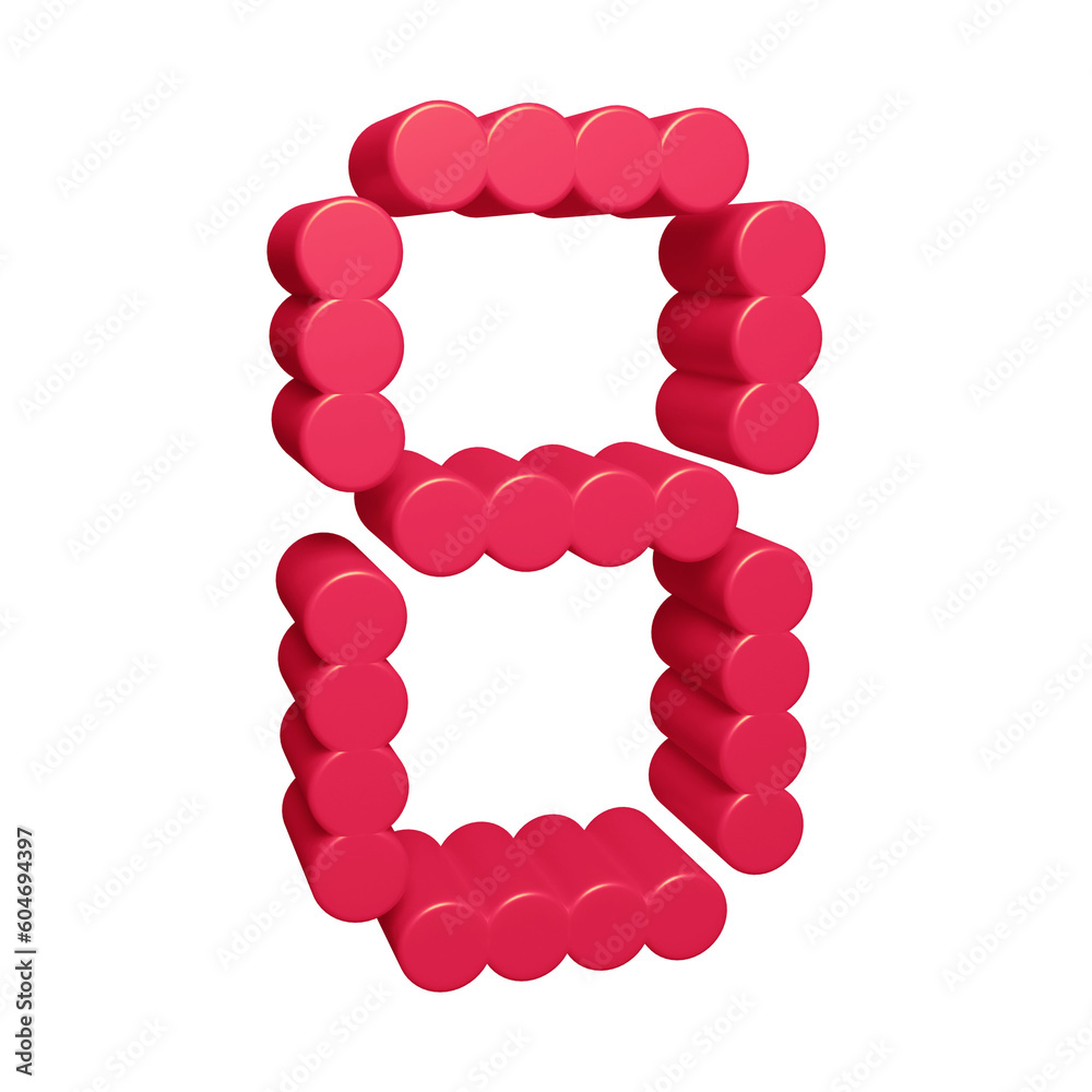 Obraz premium Pink number 8 in 3d rendering for math, business and education concept