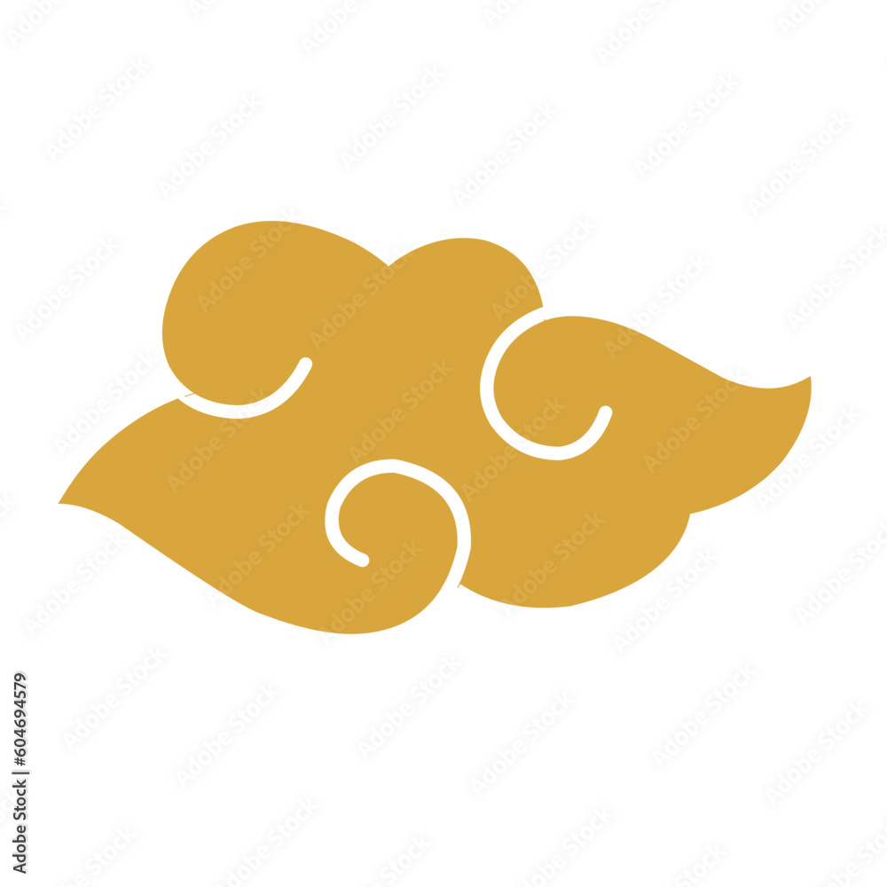 hand drawn cloud with Japanese pattern vector