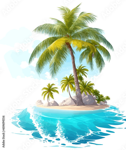 Island with palms (Generative AI)