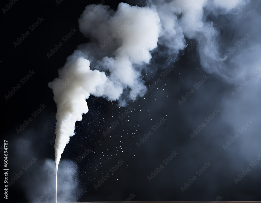 Smoke or fog steam set on black color background. Hazy steam curls for decorative special effect. Cigarette fumes or dry ice Smoking design. Smoke steam food, Generative AI, illustration
