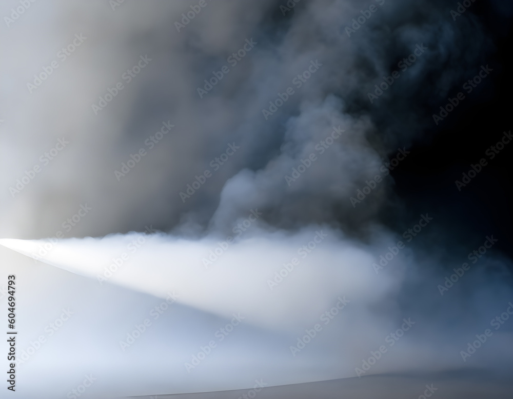 Smoke or fog steam set on black color background. Hazy steam curls for