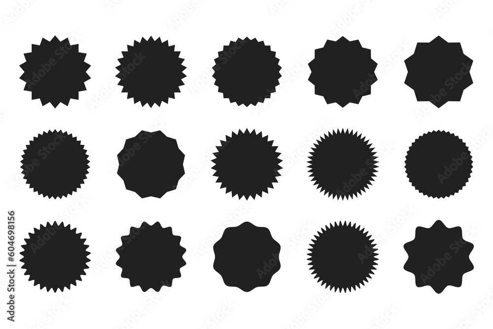 Set of starburst, sunburst badges on white background. Vector vintage labels, stickers Set of starburst, sunburst badges on white background. Vector vintage labels, stickers