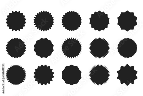 Set of starburst, sunburst badges on white background. Vector vintage labels, stickers