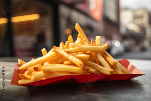 Giant Crispy Delight  Oversized Fast Food Fries Temptation  Generative Ai