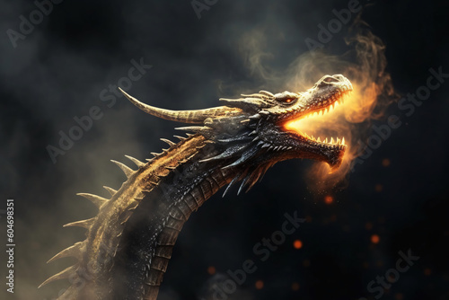 Inferno Majesty  The Minimalistic Fire-Breathing Dragon  Generative Ai