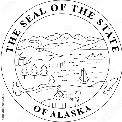 THE STATE SEAL ALASKA SVG LINE ART cnc laser cutting, wood, metal engraving, Cricut file, cnc router file, vinyl cutting, digital cutting machine file