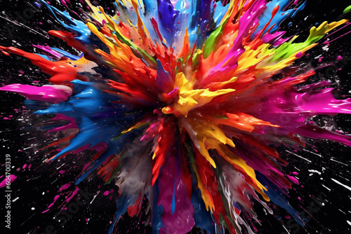 Ilustration of a dynamic and explosive splash of vibrant paint. Ai generated