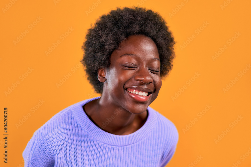 African-American woman isolated in the background