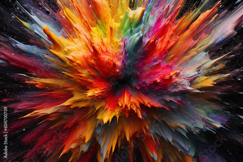 Ilustration of a dynamic and explosive splash of vibrant paint. Ai generated