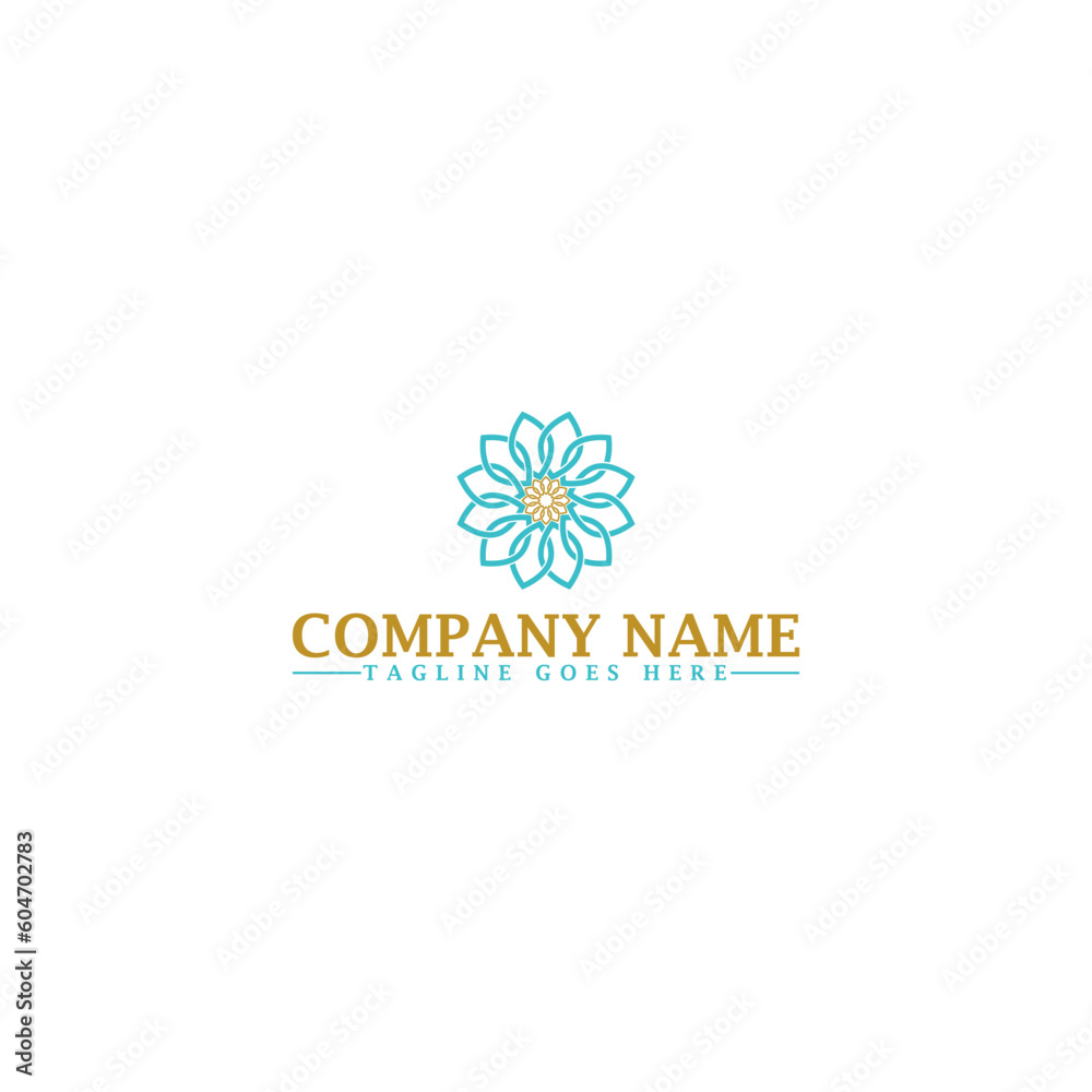Flower mandala ornament logo template isolated on white background