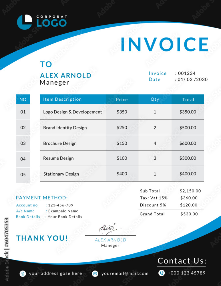 Obraz premium Invoice Design, Invoice Templet, corporate invoice Design.