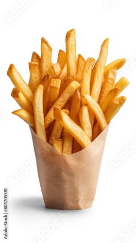 French fries on a white background. Generative AI