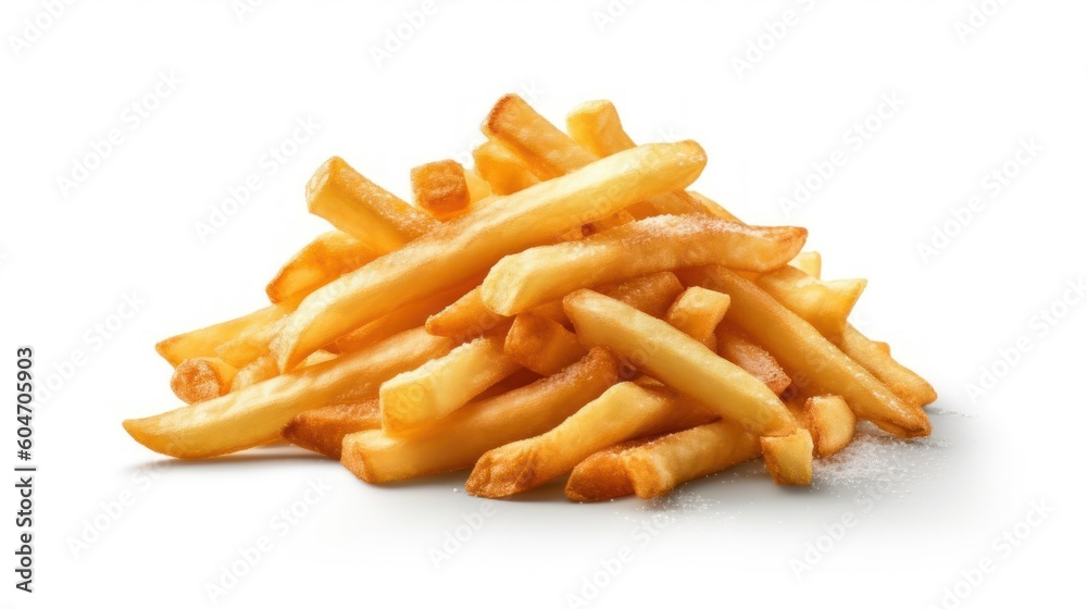 French fries on a white background. Generative AI French fries on a white background. Generative AI