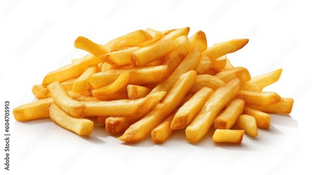French fries on a white background. Generative AI French fries on a white background. Generative AI