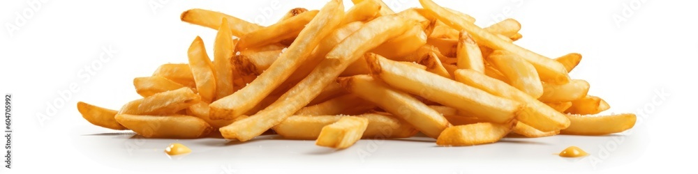 French fries on a white background. Generative AI French fries on a white background. Generative AI