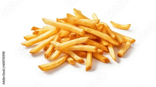 French fries on a white background. Generative AI