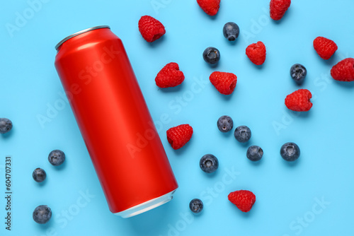 Red aluminum beverage can w...
