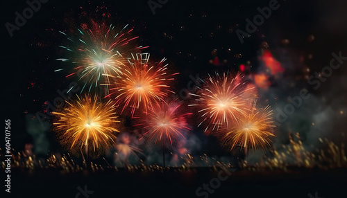 Colorful fireworks on dark background