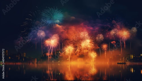 Colorful fireworks on dark background