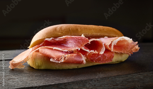 sandwich with sliced spanish iberico ham
