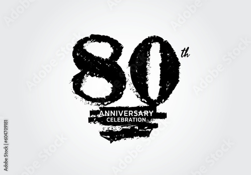 80 years anniversary celebration logotype black vector, 80th birthday logo, 80 number design, anniversary year banner, anniversary design elements for invitation card and poster. number design vector
