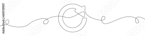 Arrow in a circle icon line continuous drawing vector. One line Arrow in a circle icon vector background. Arrow in a circle icon. Continuous outline of a Cycle icon. Linear design Cycle.