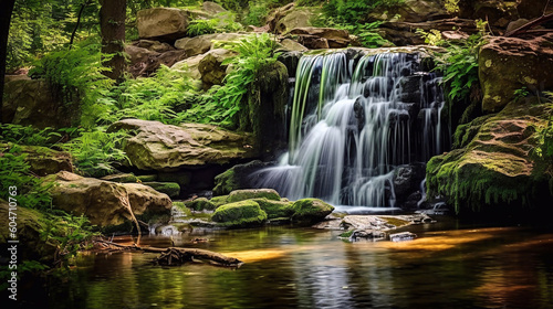 Waterfall hidden in the tropical jungle