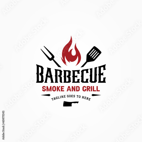 Barbecue logo design. BBQ and Grill logo design template. Barbeque logo design concept