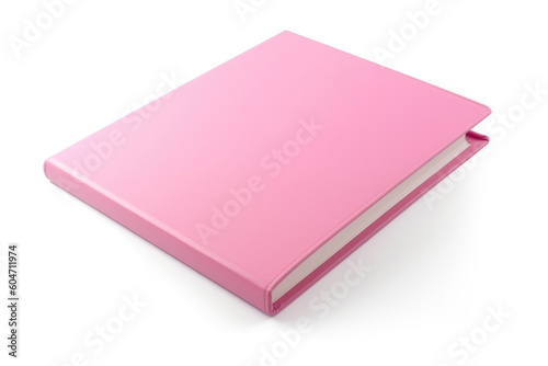Incline pink note book on white background