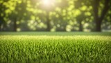 Green lawn with fresh grass outdoors. Nature spring grass background texture.  Generative AI