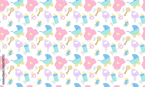 seamless background with baby elements