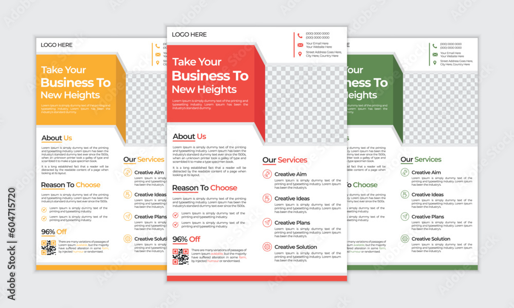Business Flyer Template with 3 Color Accents