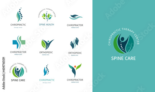 Orthopedic, osteopathic, chiropractic logo design. Health spine, sport massages concept design