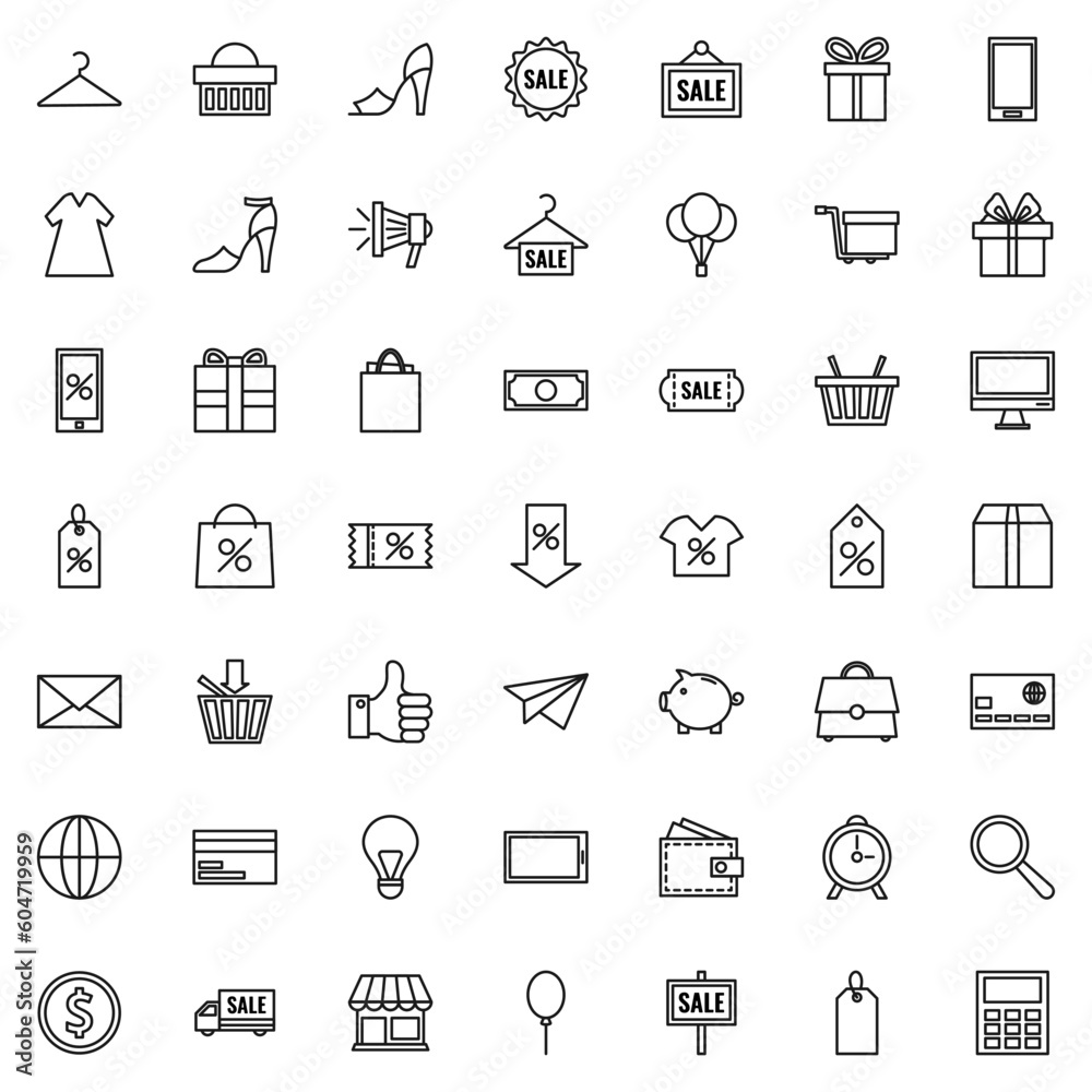 Big set of isolated Shopping line icons.