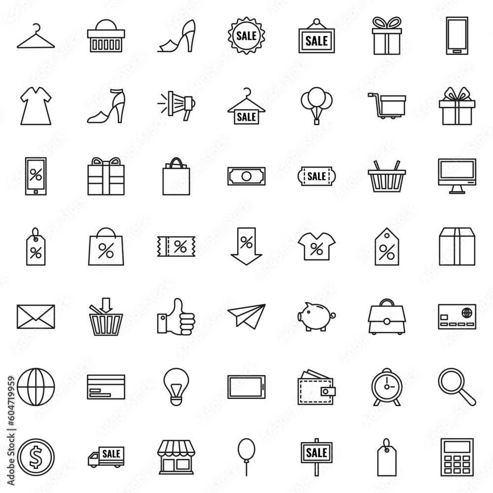 Big set of isolated Shopping line icons. Big set of isolated Shopping line icons.