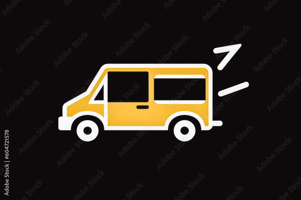 Fast moving shipping delivery truck line art vector icon for apps and web. Truck isolated on solid background, delivery concept. Generative AI