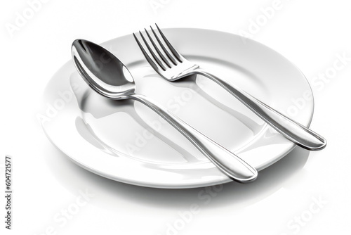 Dining silverware flat icon with spoon, knife and fork. Cooking, eating and dieting concept. Generative AI.