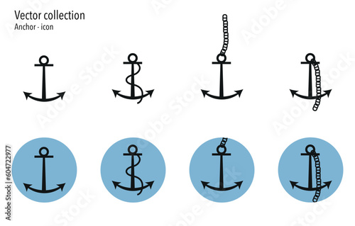 Set of vector icons - assorted anchors.